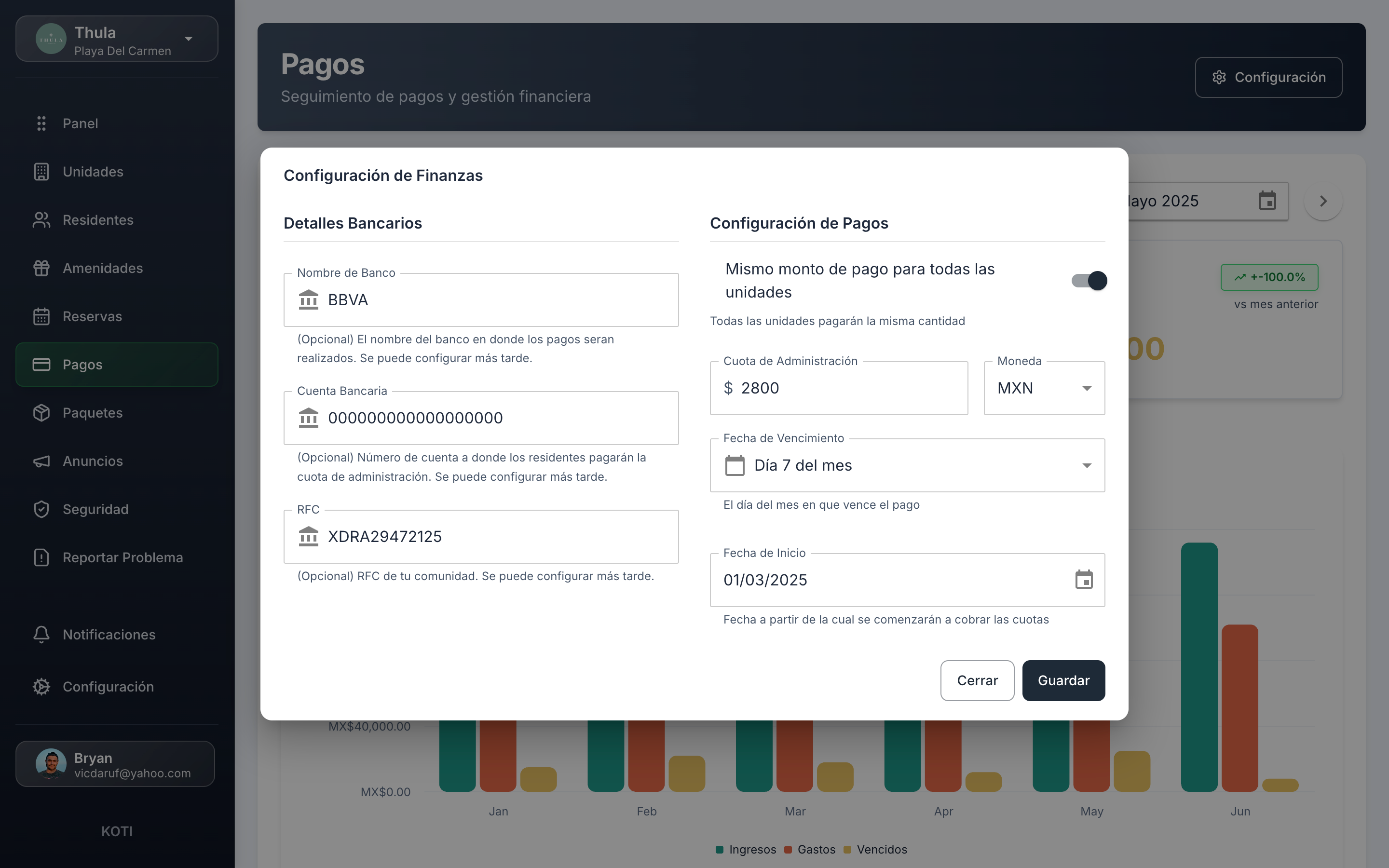 Software contabilidad condominios CFDI - Configuración de pagos y facturas